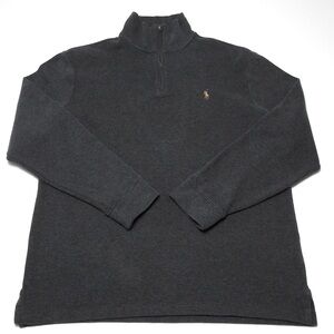 Rare Ralph Lauren French Rib 1/4 Zip Pullover – Charcoal, Men’s L, Multi Pony